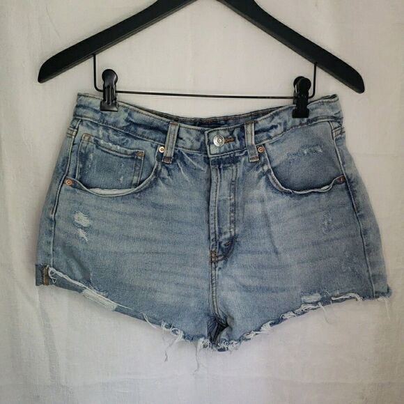 Wild Fable Size 8 Denim Distressed Cut-off Jean Shorts Super High Rise Y2K 90s - Picture 1 of 12